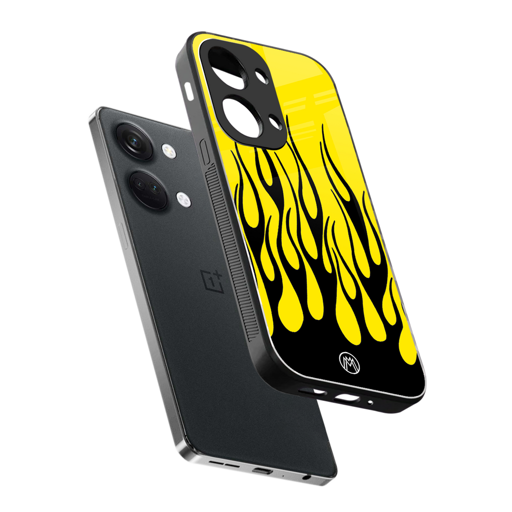 y2k black flames back phone cover | glass case for oneplus nord 3