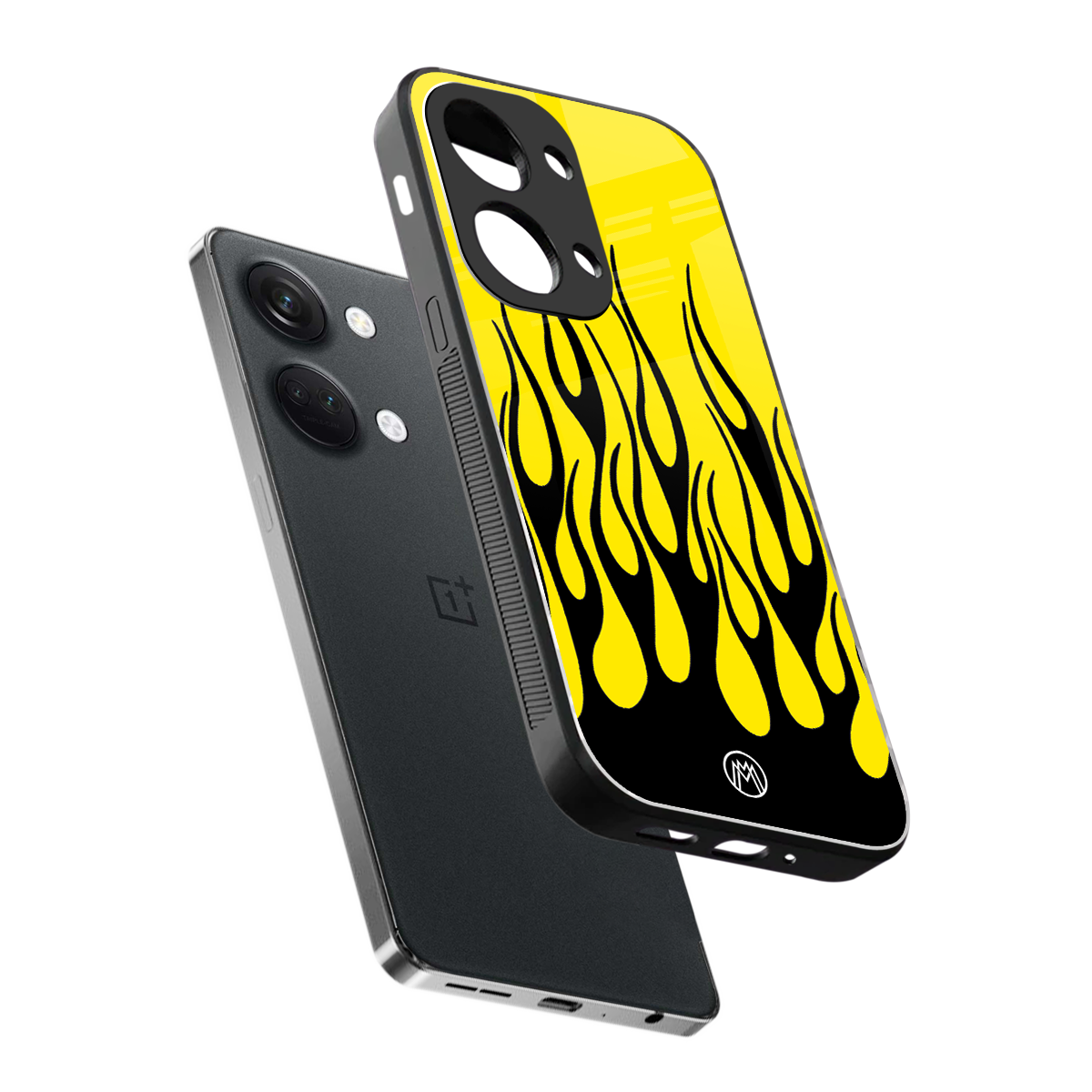 y2k black flames back phone cover | glass case for oneplus nord 3