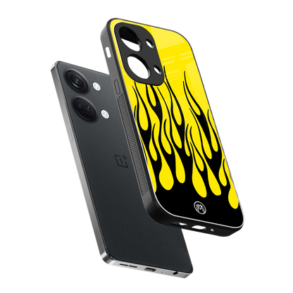 y2k black flames back phone cover | glass case for oneplus nord 3