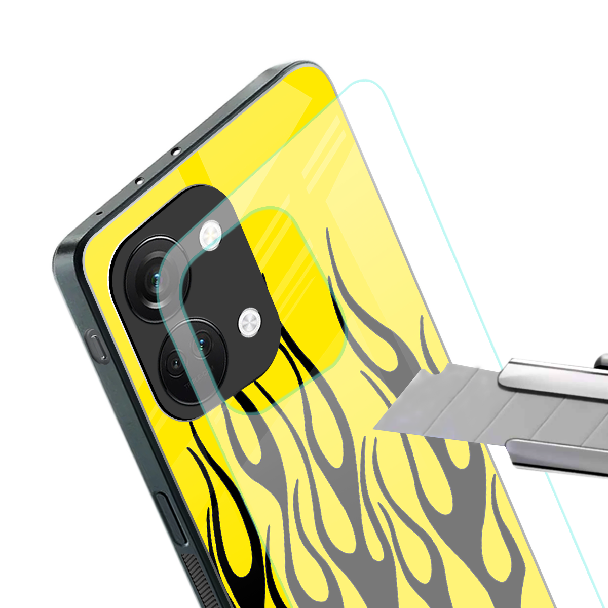 y2k black flames back phone cover | glass case for oneplus nord 3