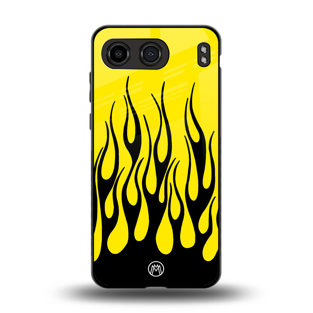 y2k black flames back phone cover | glass case for oneplus nord 4