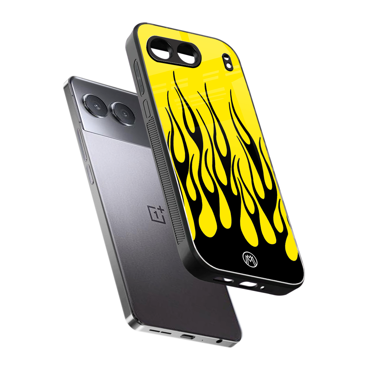 y2k black flames back phone cover | glass case for oneplus nord 4