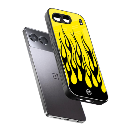 y2k black flames back phone cover | glass case for oneplus nord 4