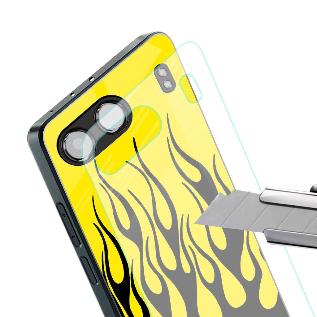 y2k black flames back phone cover | glass case for oneplus nord 4
