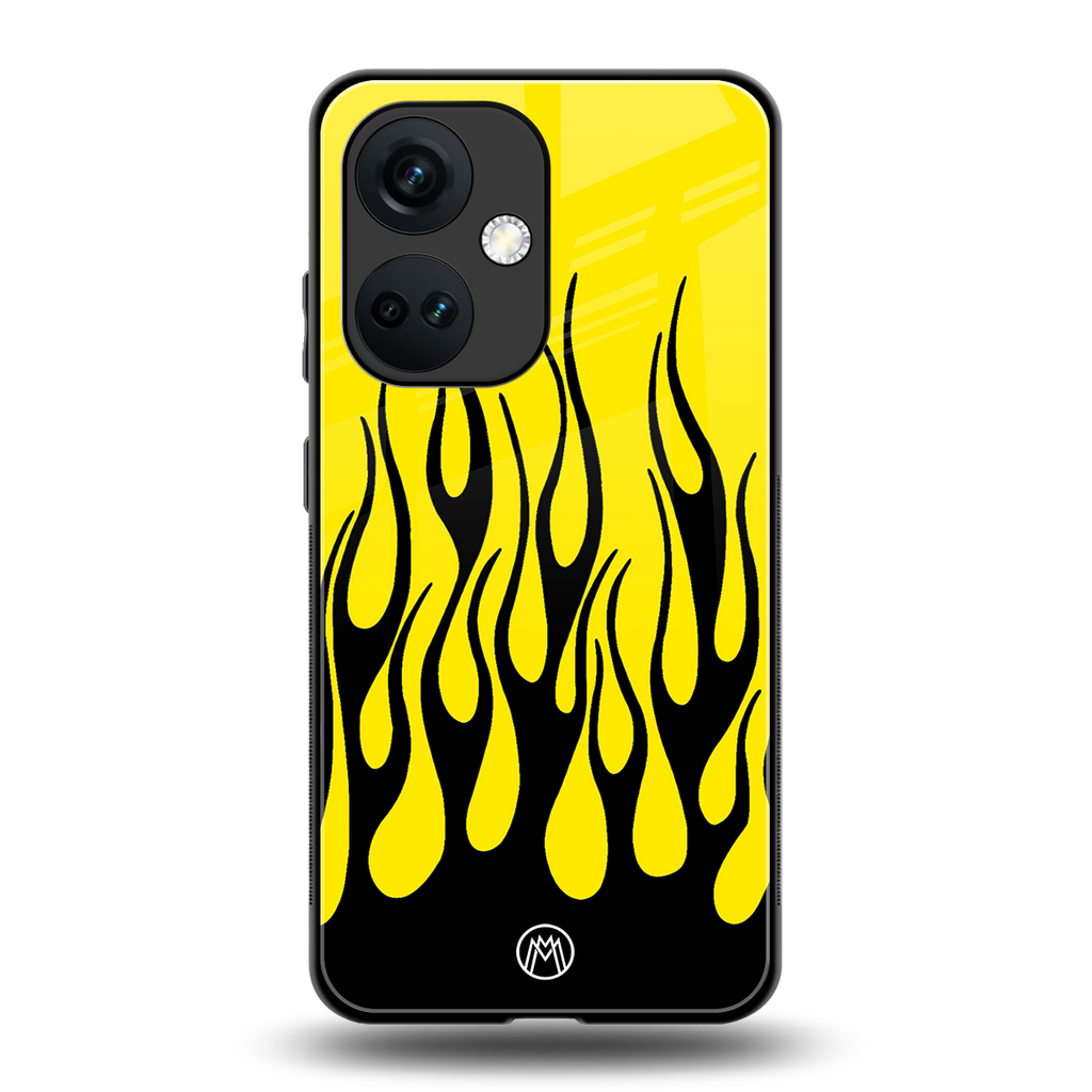 y2k black flames back phone cover | glass case for oneplus nord ce 3