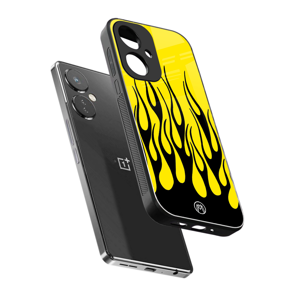 y2k black flames back phone cover | glass case for oneplus nord ce 3
