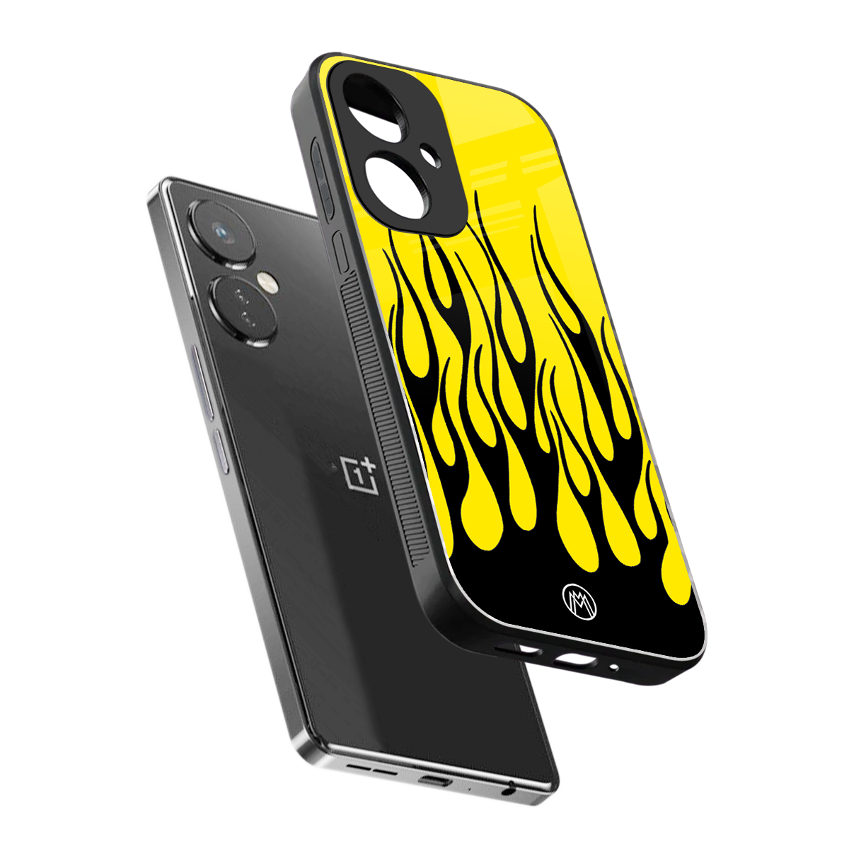 y2k black flames back phone cover | glass case for oneplus nord ce 3