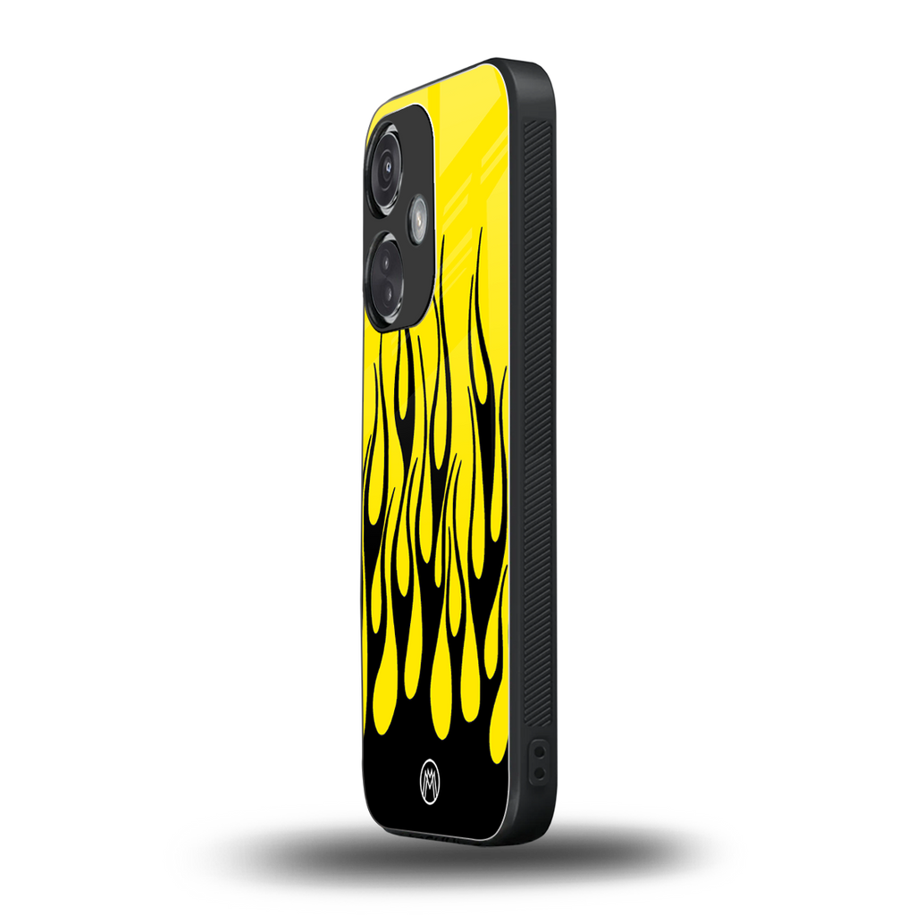 y2k black flames back phone cover | glass case for oneplus nord ce 3