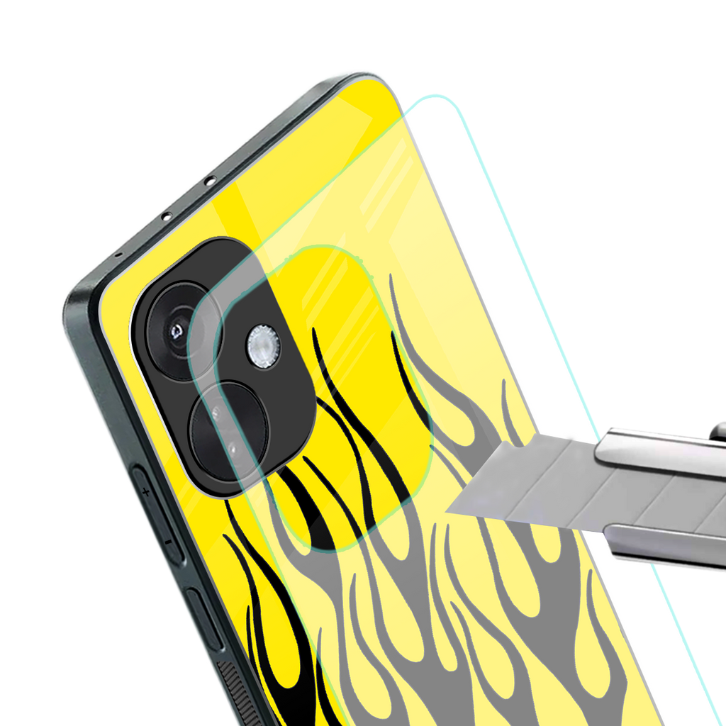 y2k black flames back phone cover | glass case for oneplus nord ce 3