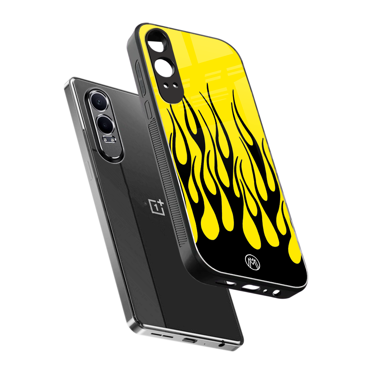y2k black flames back phone cover | glass case for oneplus nord ce 4 lite