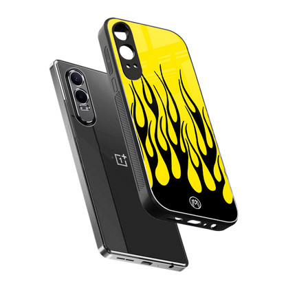 y2k black flames back phone cover | glass case for oneplus nord ce 4 lite