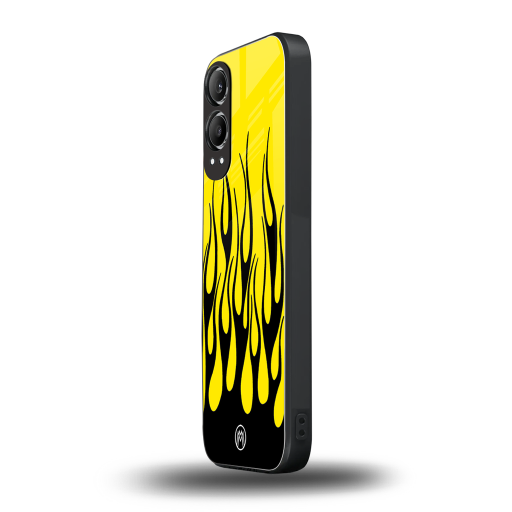 y2k black flames back phone cover | glass case for oneplus nord ce 4 lite