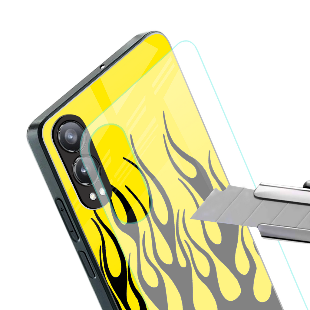 y2k black flames back phone cover | glass case for oneplus nord ce 4 lite