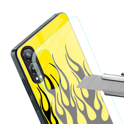 y2k black flames back phone cover | glass case for oneplus nord ce 4 lite