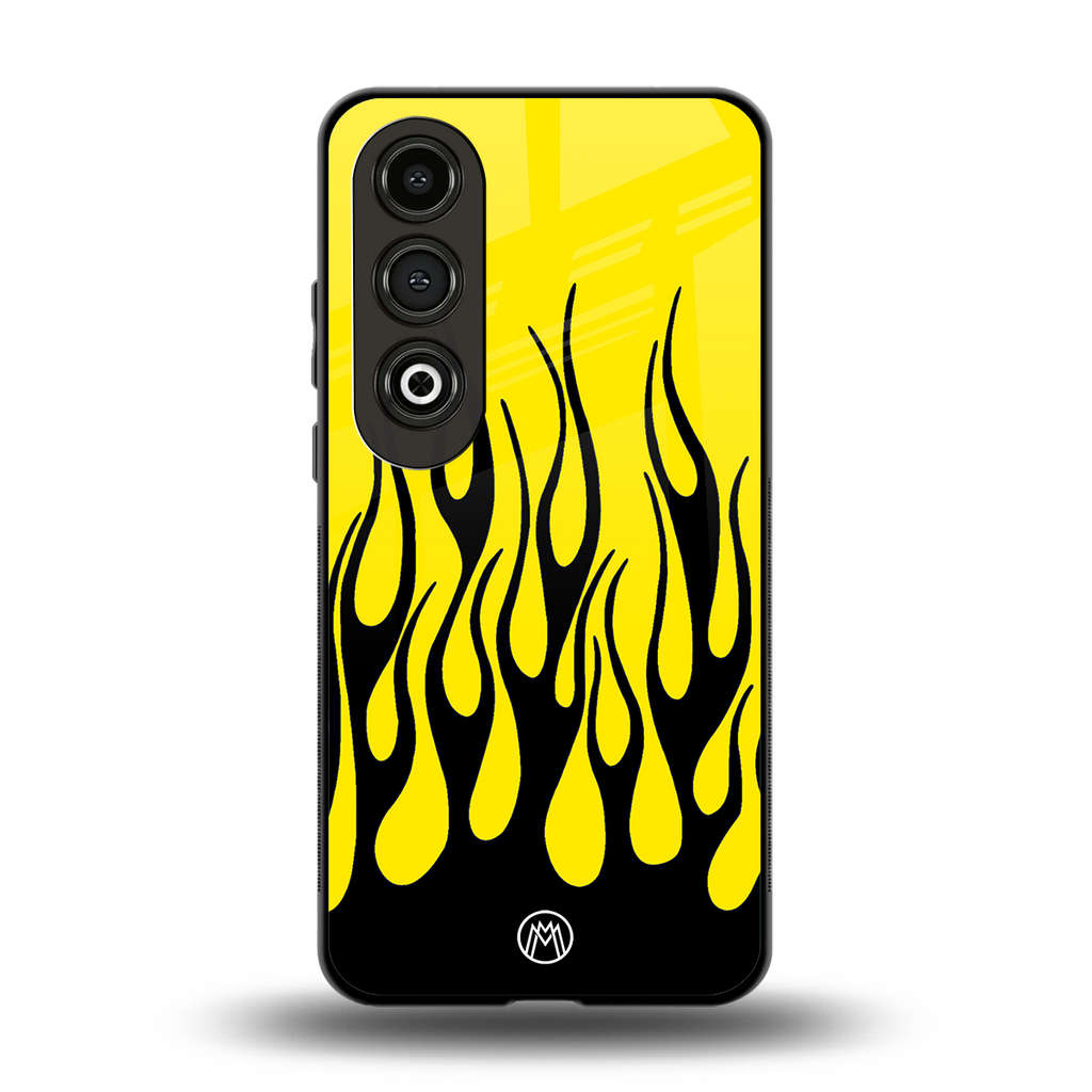 y2k black flames back phone cover | glass case for oneplus nord ce 4