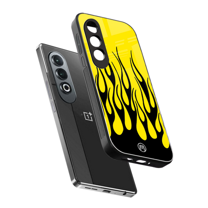 y2k black flames back phone cover | glass case for oneplus nord ce 4
