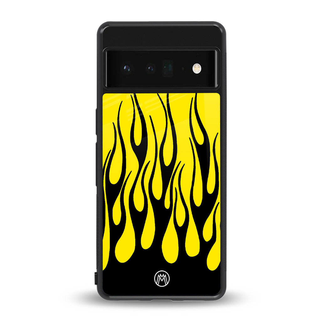 y2k black flames back phone cover | glass case for google pixel 6 pro