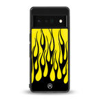 y2k black flames back phone cover | glass case for google pixel 6 pro