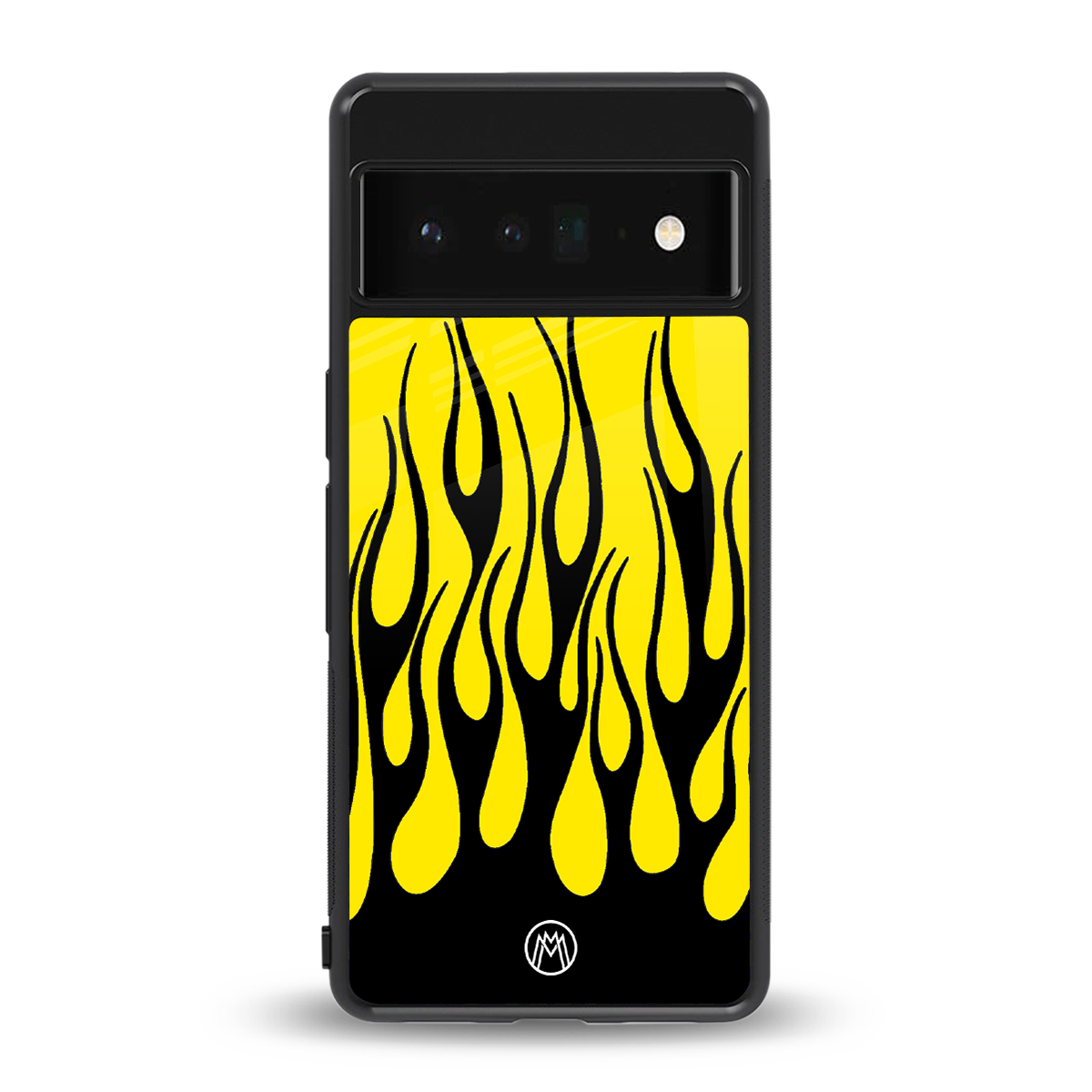 y2k black flames back phone cover | glass case for google pixel 6 pro