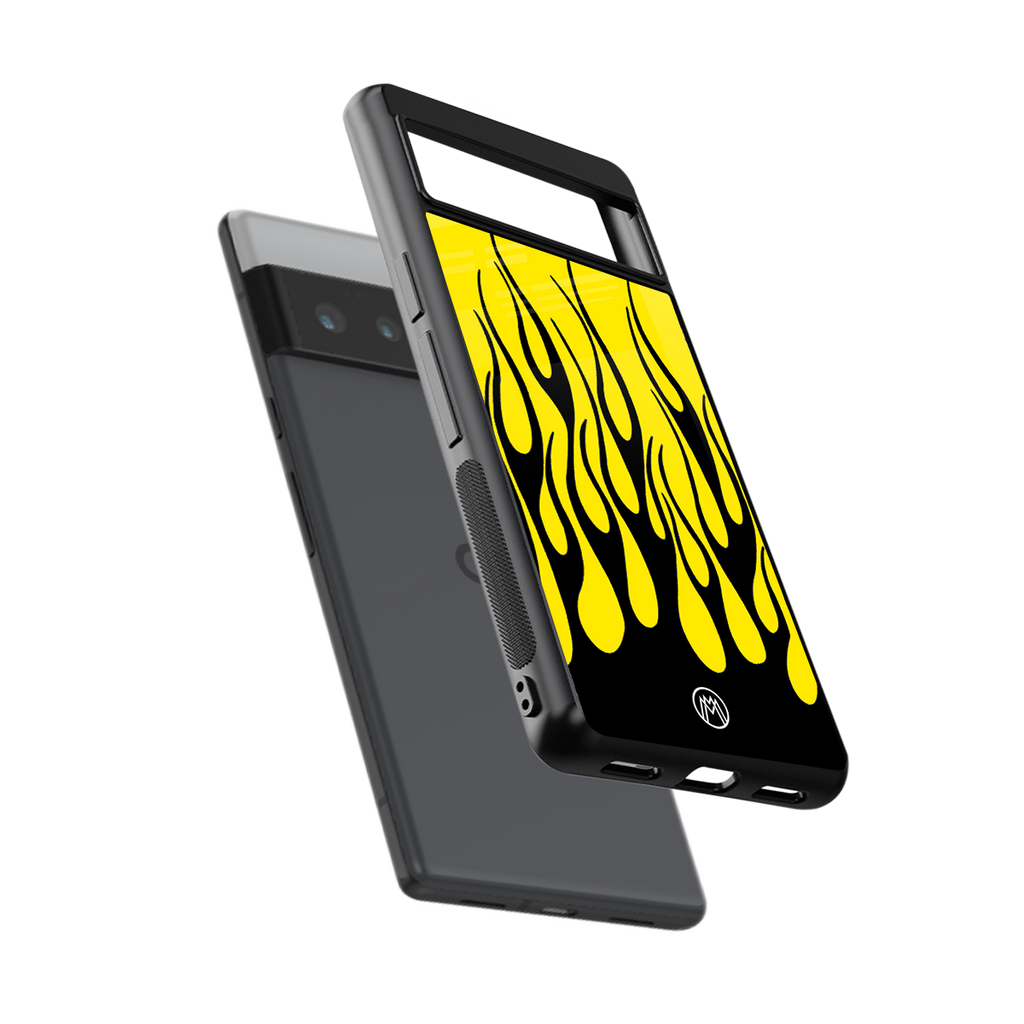 y2k black flames back phone cover | glass case for google pixel 6 pro