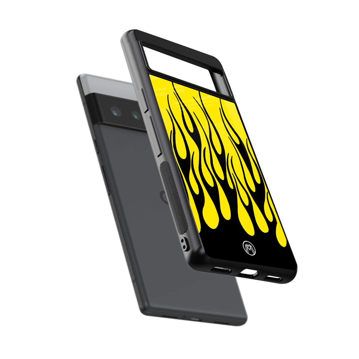 y2k black flames back phone cover | glass case for google pixel 6 pro