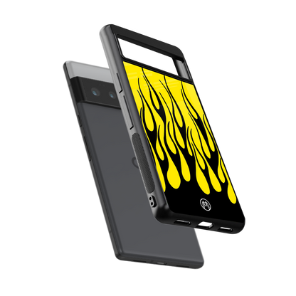 y2k black flames back phone cover | glass case for google pixel 6 pro