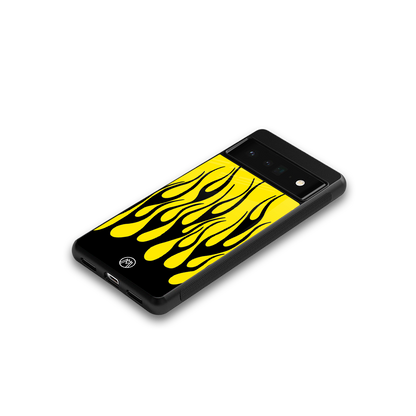 y2k black flames back phone cover | glass case for google pixel 6 pro