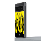 y2k black flames back phone cover | glass case for google pixel 6 pro