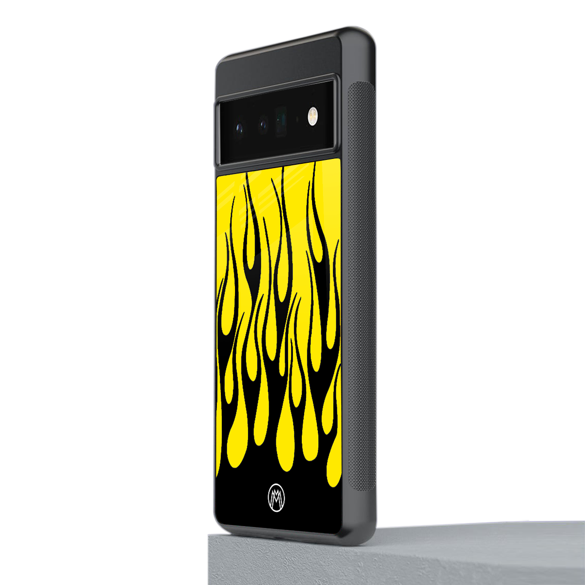 y2k black flames back phone cover | glass case for google pixel 6 pro
