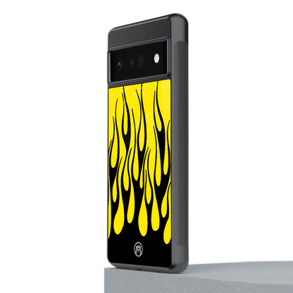 y2k black flames back phone cover | glass case for google pixel 6 pro