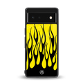y2k black flames back phone cover | glass case for google pixel 6