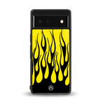y2k black flames back phone cover | glass case for google pixel 6