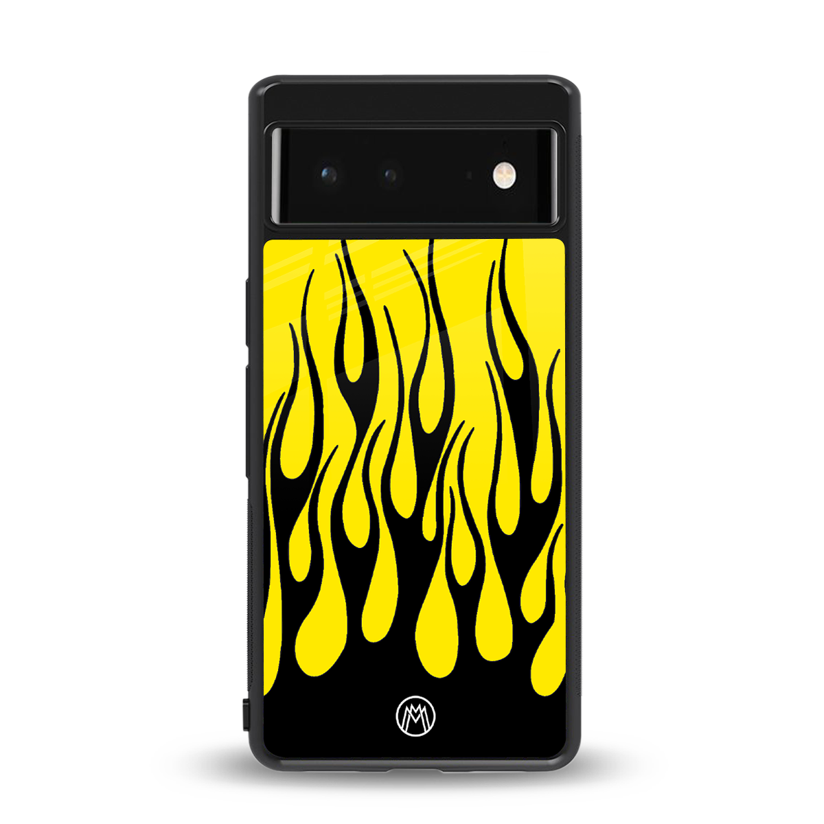 y2k black flames back phone cover | glass case for google pixel 6