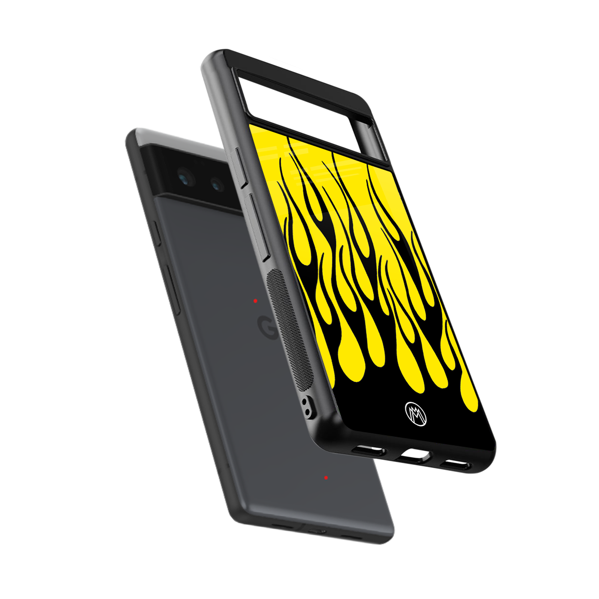 y2k black flames back phone cover | glass case for google pixel 6