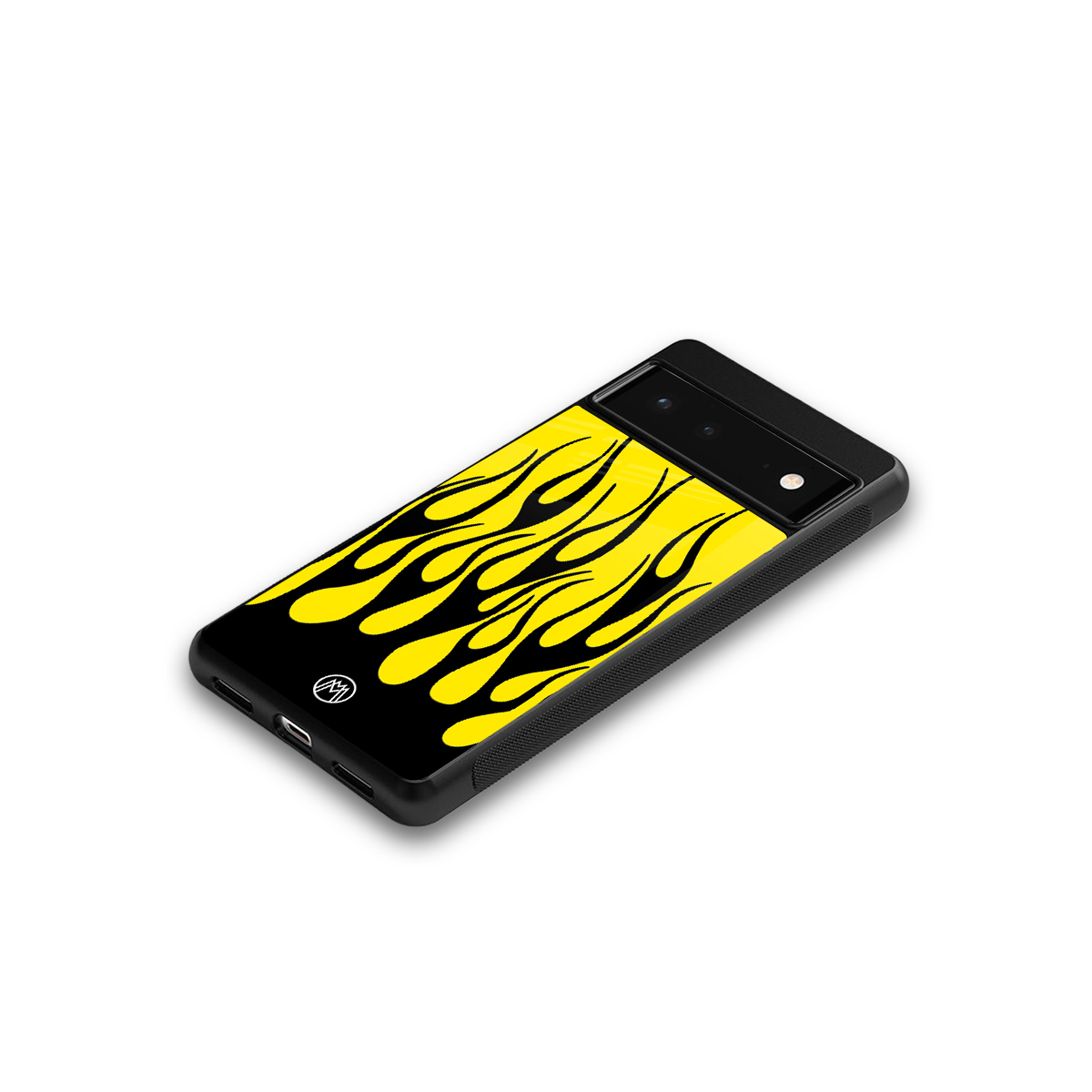 y2k black flames back phone cover | glass case for google pixel 6