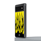 y2k black flames back phone cover | glass case for google pixel 6