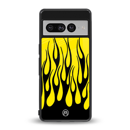 y2k black flames back phone cover | glass case for google pixel 7 pro