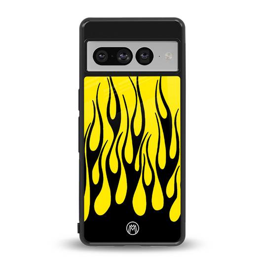 y2k black flames back phone cover | glass case for google pixel 7 pro