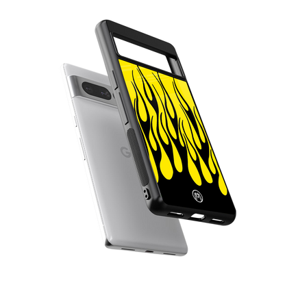 y2k black flames back phone cover | glass case for google pixel 7 pro