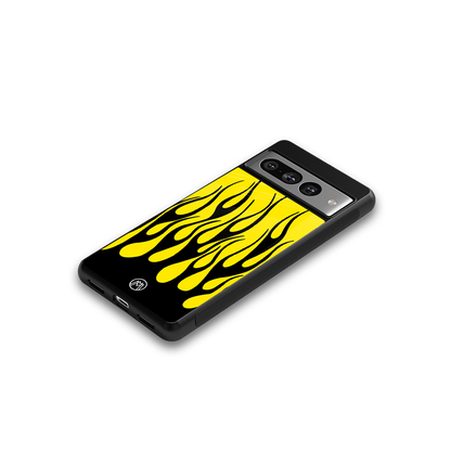 y2k black flames back phone cover | glass case for google pixel 7 pro