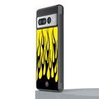y2k black flames back phone cover | glass case for google pixel 7 pro