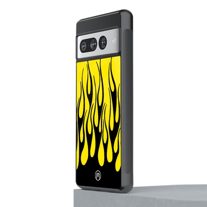 y2k black flames back phone cover | glass case for google pixel 7 pro