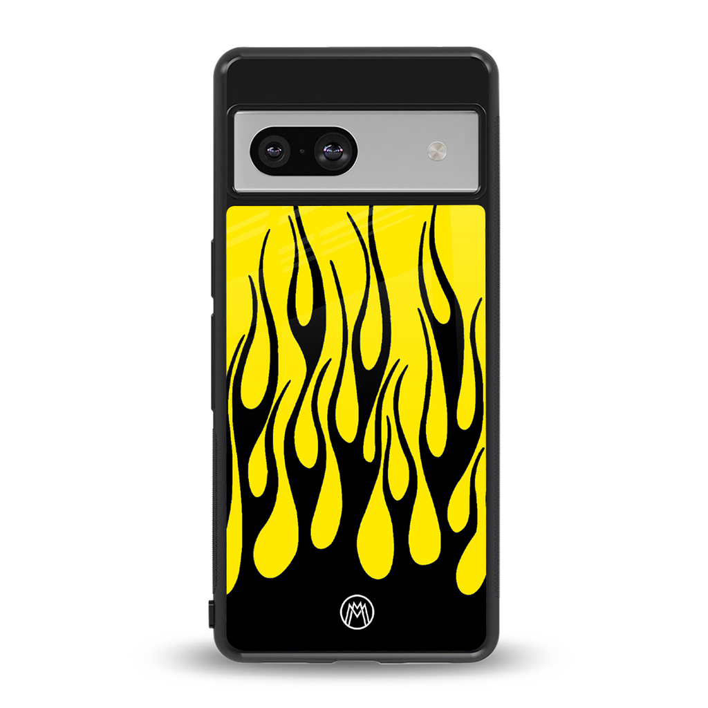 y2k black flames back phone cover | glass case for Google Pixel 7