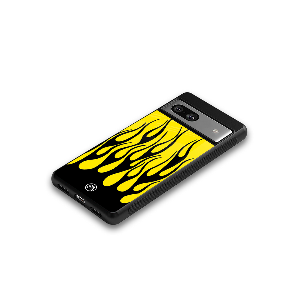 y2k black flames back phone cover | glass case for Google Pixel 7