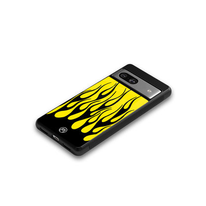 y2k black flames back phone cover | glass case for Google Pixel 7