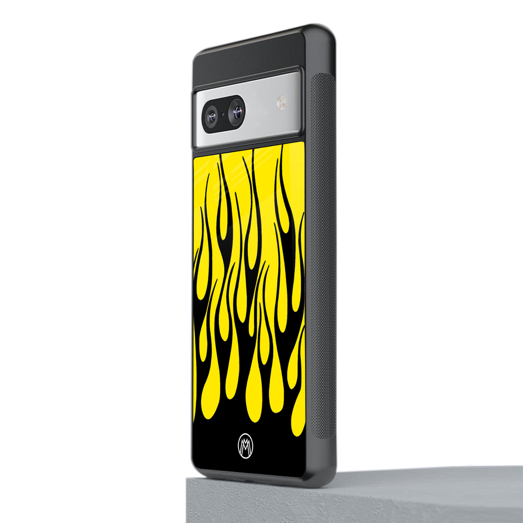 y2k black flames back phone cover | glass case for Google Pixel 7A