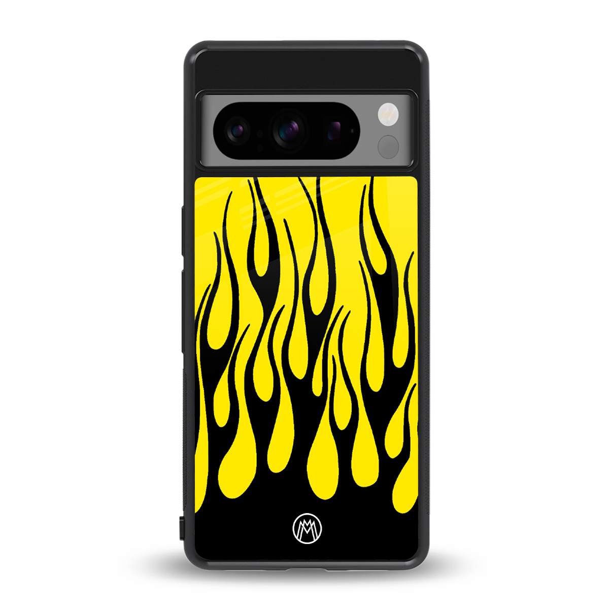 y2k black flames back phone cover | glass case for google pixel 8 pro