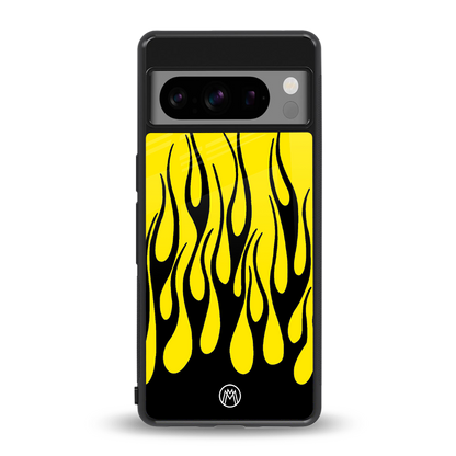 y2k black flames back phone cover | glass case for google pixel 8 pro