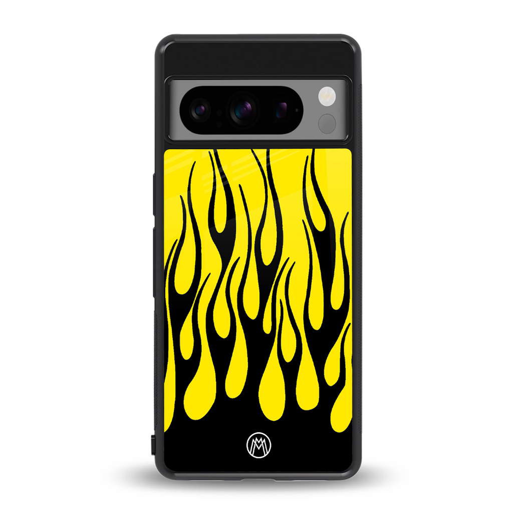 y2k black flames back phone cover | glass case for google pixel 8 pro