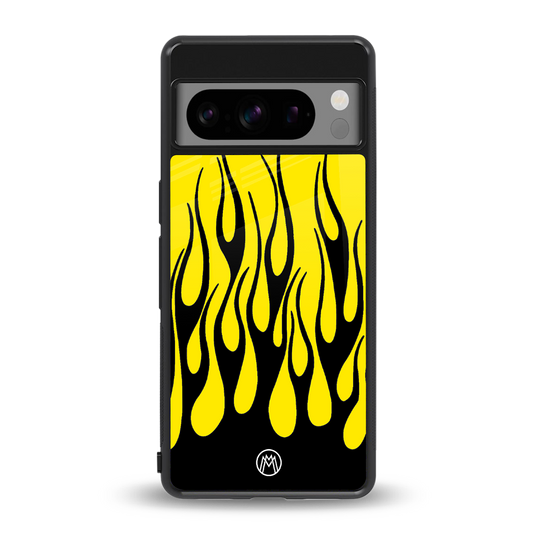 y2k black flames back phone cover | glass case for google pixel 8 pro